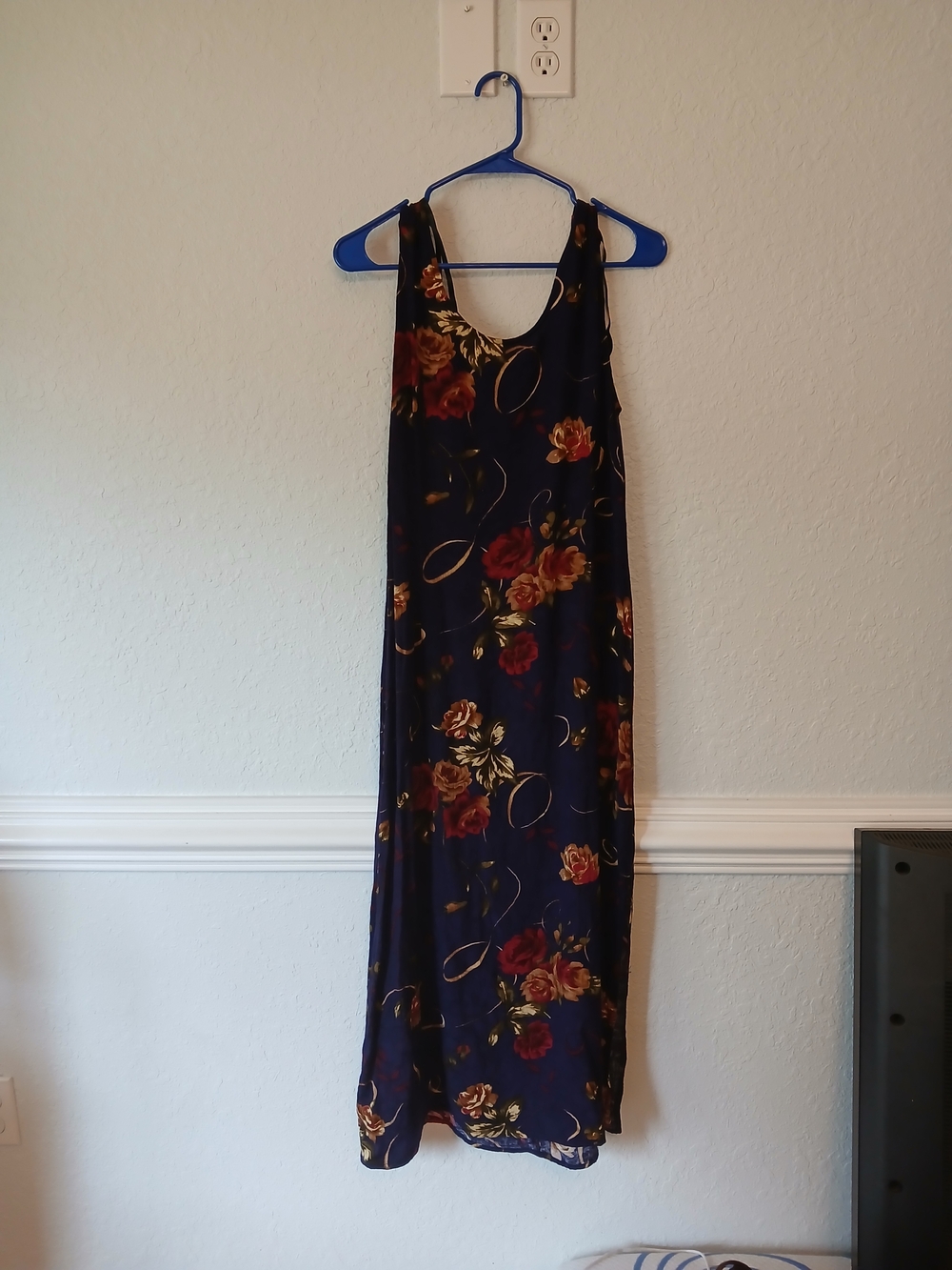 Floral Navy Sleeveless Maxi Dress